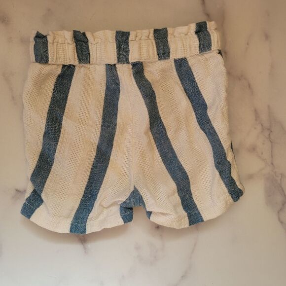 H&M 12-18 month blue white striped nautical pull on muslin shorts 100% cotton - Picture 2 of 5